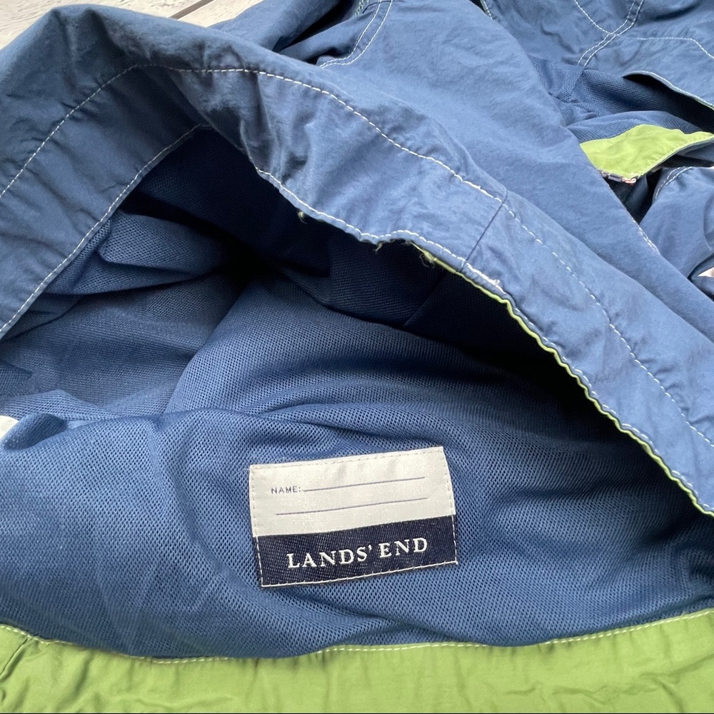 LANDS' END boys hooded zipper pullover windbreaker jacket pockets, sz L or 6X-7 - Picture 8 of 14